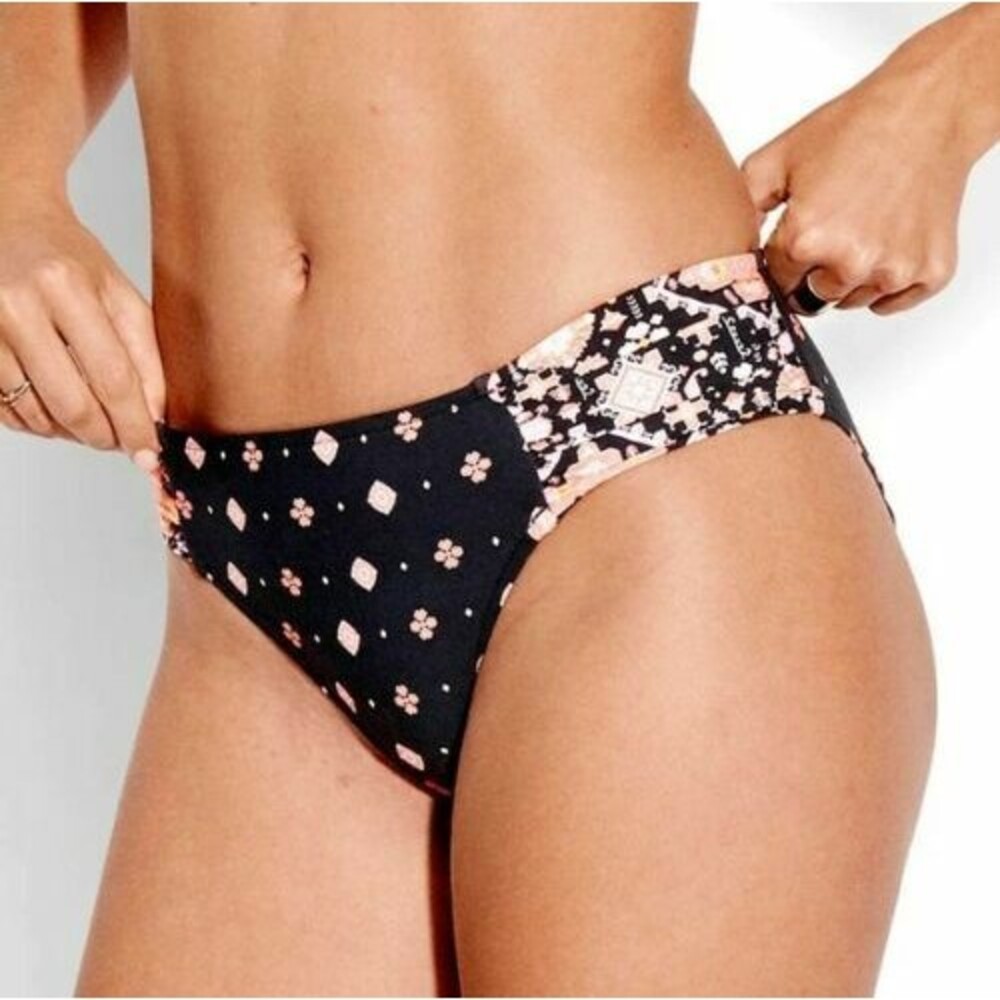 Seafolly Inka Gypsy Ruched Side Retro Bikini Bottom sz 6 US Boysenberry